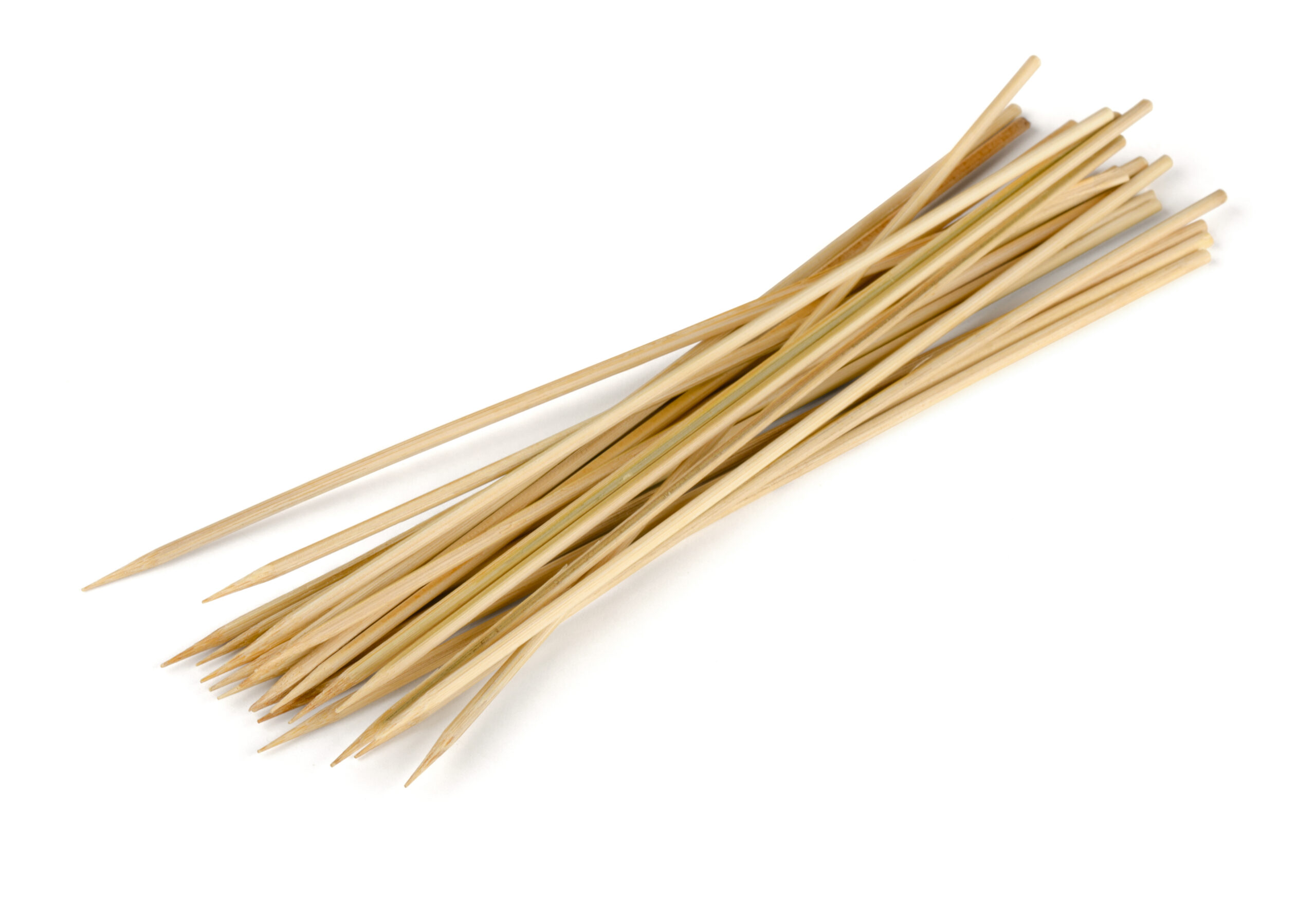 Bamboo,Wooden,Skewers,Isolated,On,White