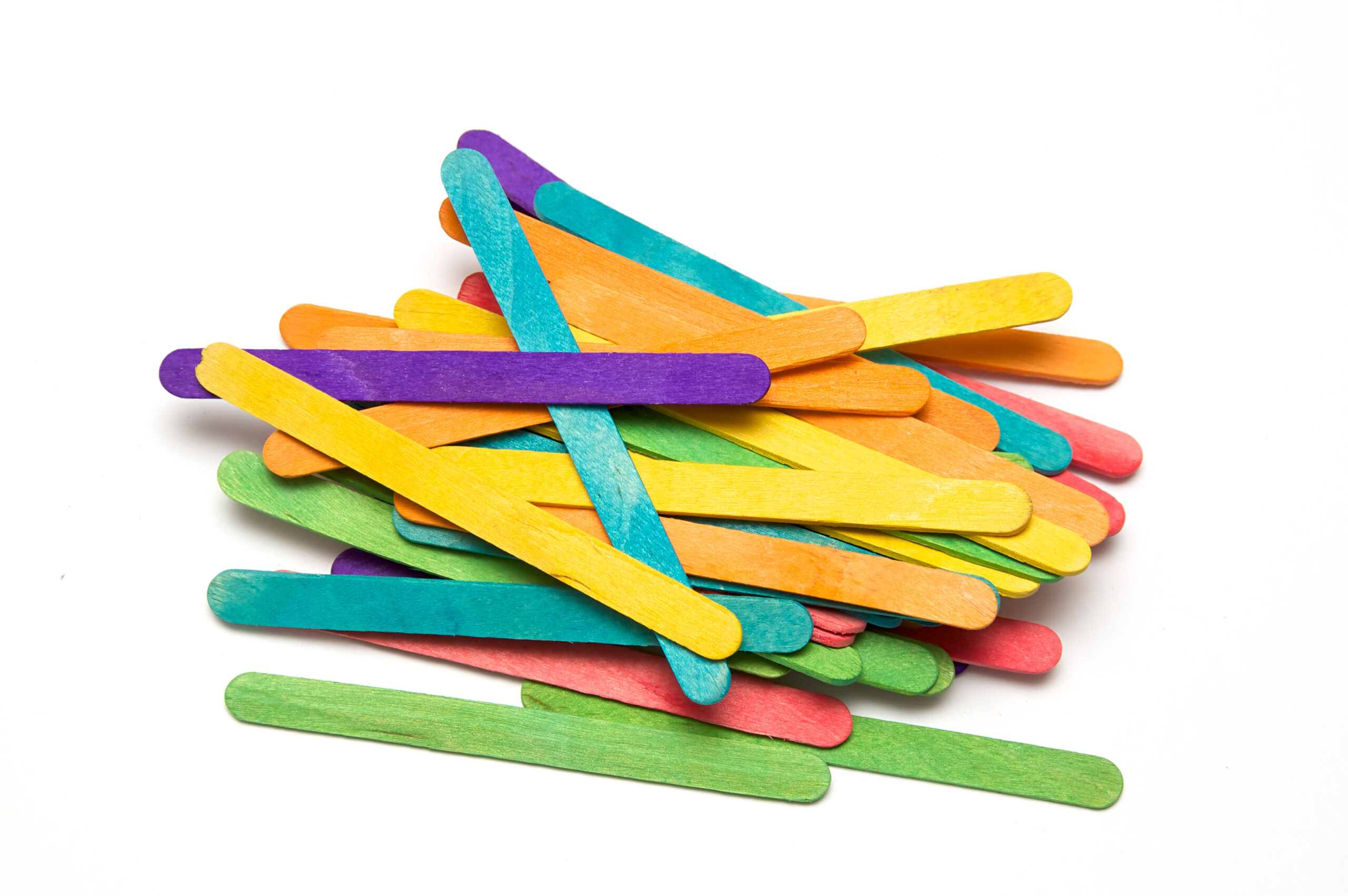 A,Rainbow,Colored,Collection,Of,Painted,Popsicle,Craft,Sticks,Over