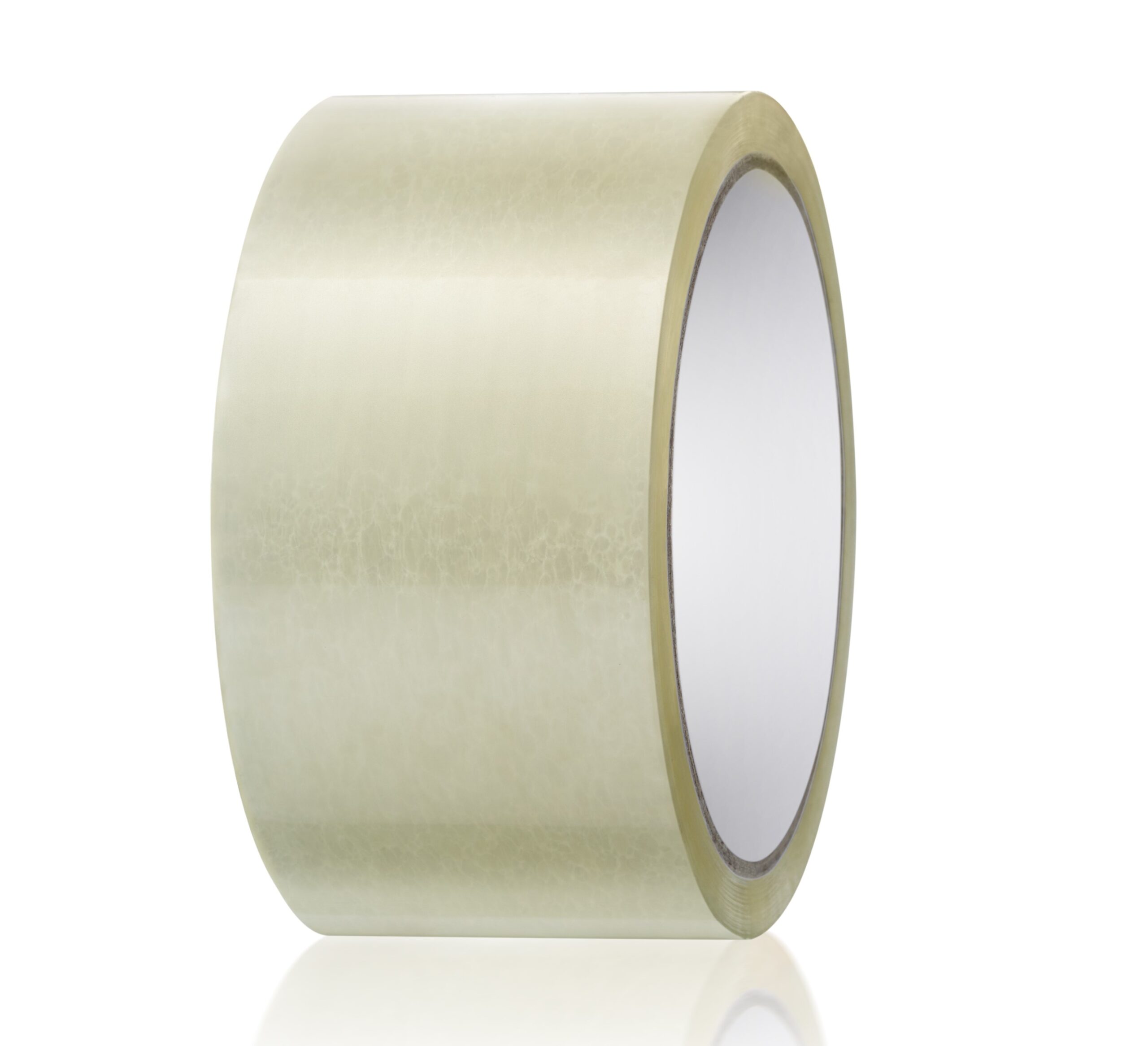 A roll of clear packing tape, isolated on white background